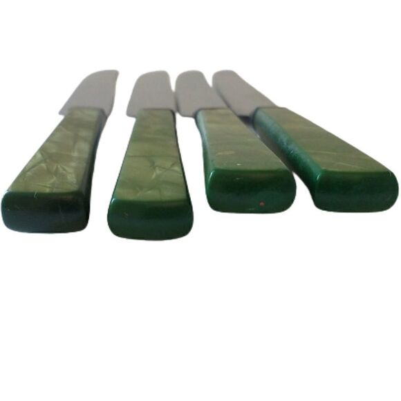 ROYAL BRAND Sharp Cutter Knife Set x 4 Marbled Celluloid Handles Stainless Steel - Picture 4 of 13